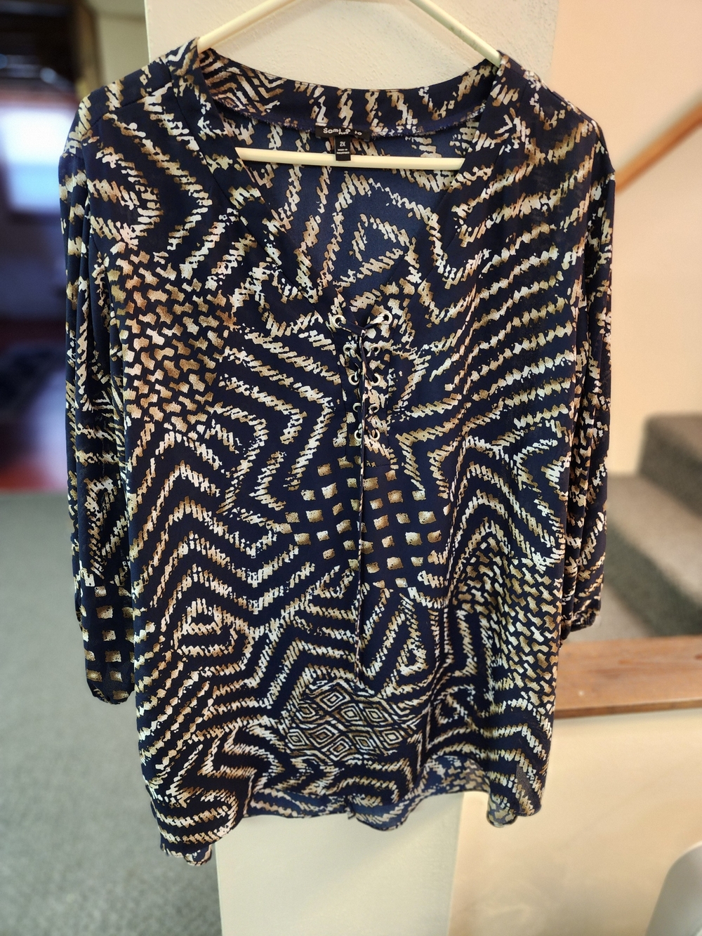 Sami & Jo 2x Brown Black Animal Print Patterned Lace-Up Tunic